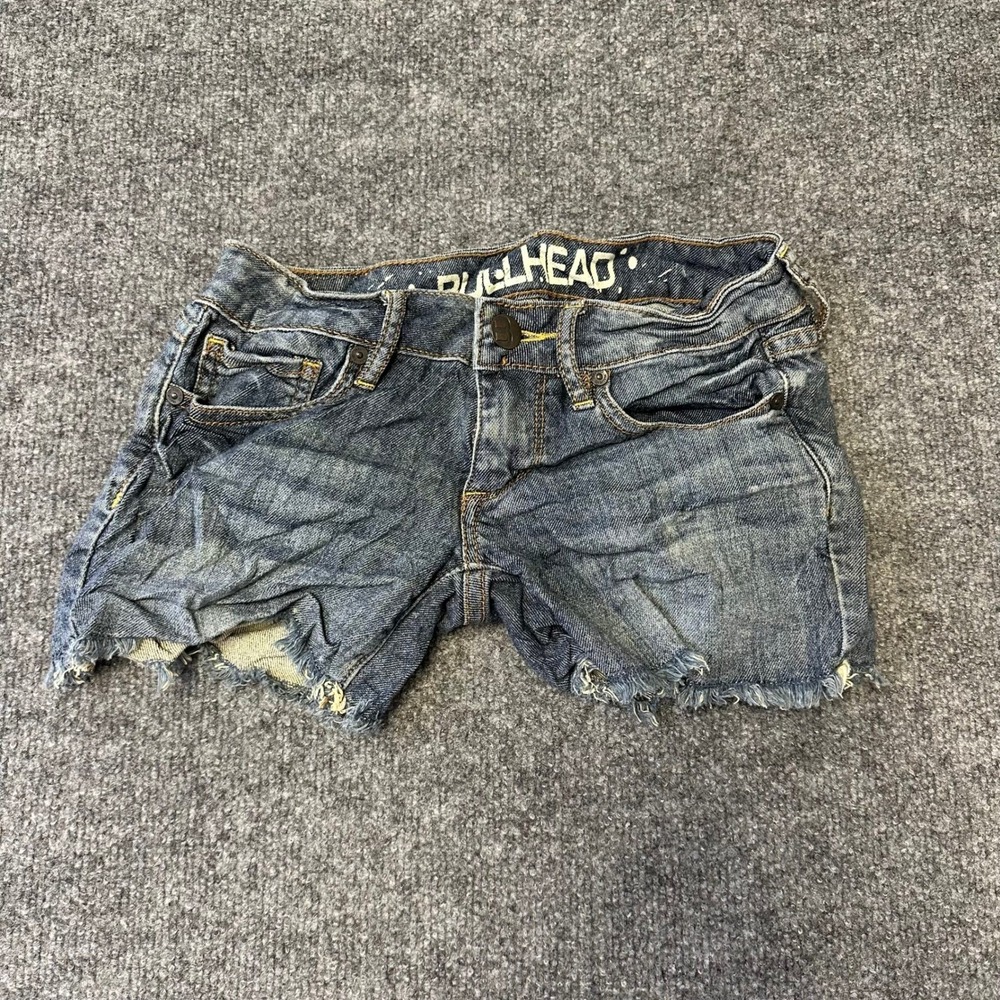 Bullhead Denim Shorts Womens Size 26 Blue Low Rise Raw Hem Frayed Casual Jean